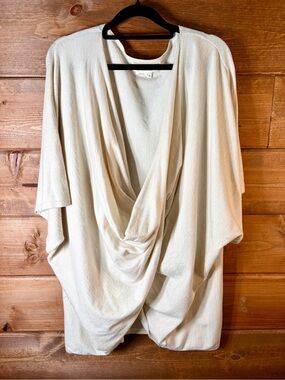 Anthropologie Cream Wrap Open-Front Lightweight Drape Sweater One Size Large 🌸